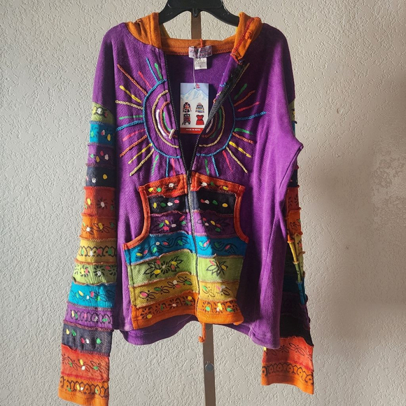 Unknown Tops - Hippie Bohemian Zip up Sweatshirt